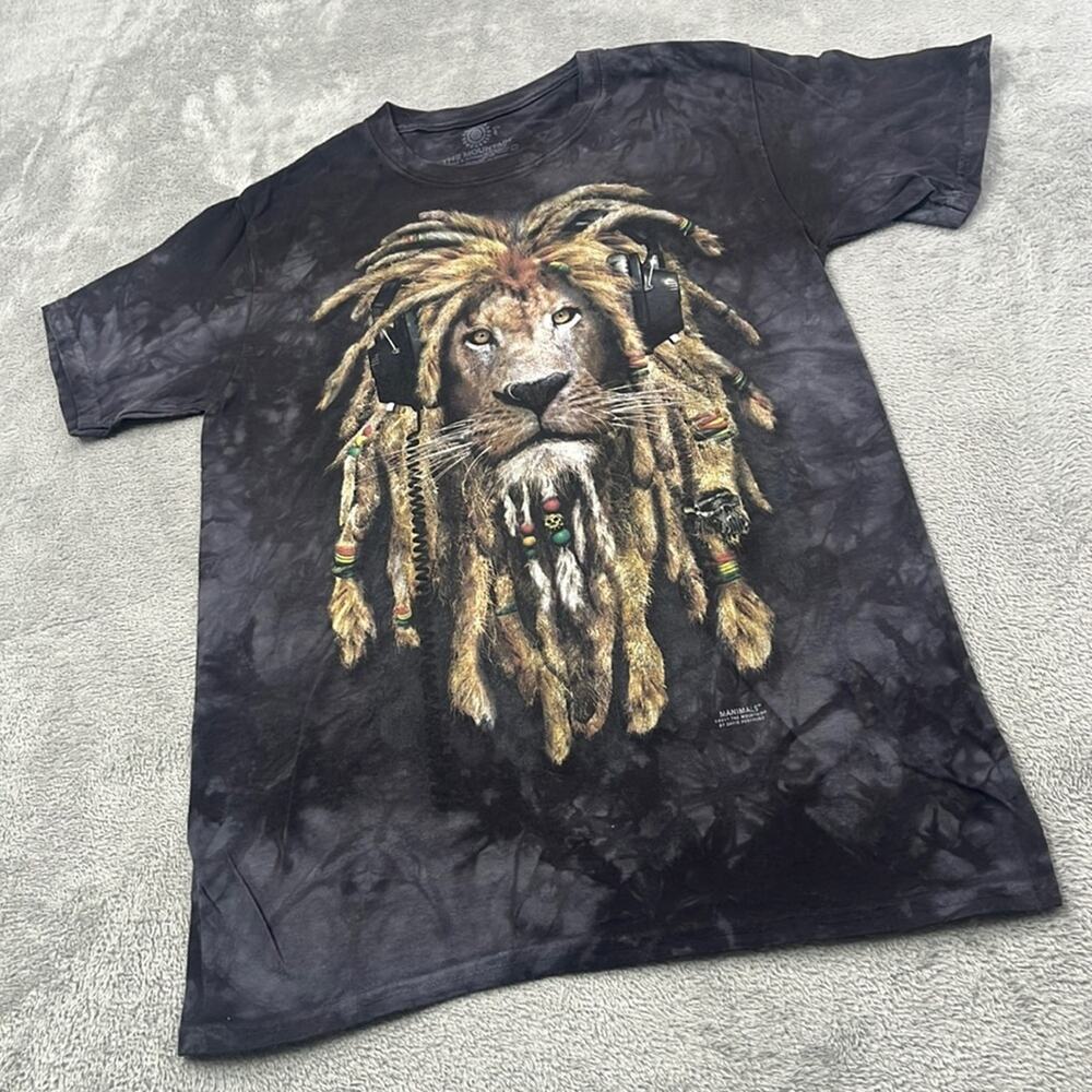 The Mountain S Gray Rasta Marley‎ Lion Tie Dye 100% Cotton T Shirt